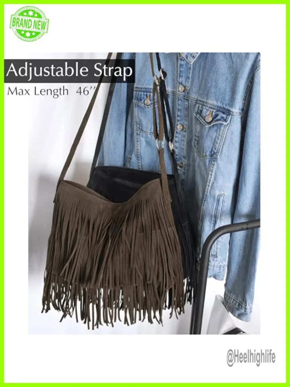 Faux Suede Leather Tassel Fringe Hobo Crossbody Shoulder Bag Sling Bag